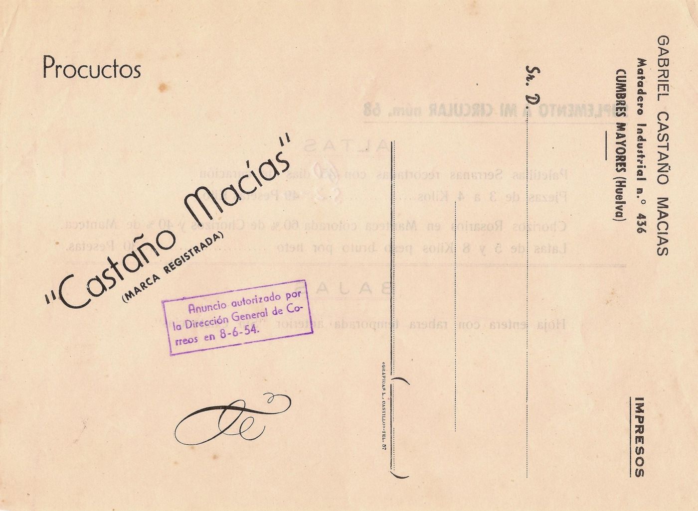 Nota de envío de productos Castaño Macías